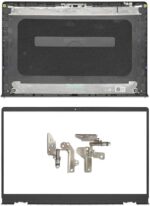Black LCD Top Rear Lid Back Cover Case & Front Bezel Trim & Screen Hinges Compatible with Dell Inspiron 15-3000 3510 3511 P112F P112F001 P112F002 P112F003 (Black A+B+H)