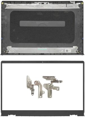 Black LCD Top Rear Lid Back Cover Case & Front Bezel Trim & Screen Hinges Compatible with Dell Inspiron 15-3000 3510 3511 P112F P112F001 P112F002 P112F003 (Black A+B+H)